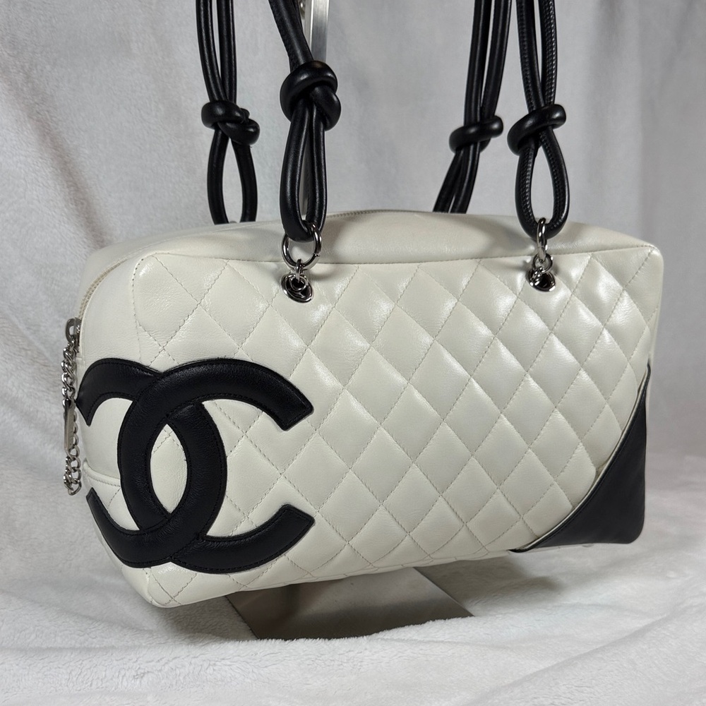 CHANEL Cambon Bowler Bag with Black Trim